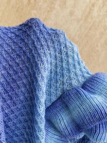 Soleia 全新渐变色挂脖荷叶边下摆针织迷你连衣裙，度假风格 - 藍色 - 查看 6