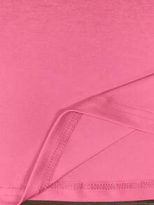 EMERY ROSE Plus Size Women's Summer Solid V-Neck Short Sleeve Casual T-Shirt Basic Top Pink Tops Pink Top Women V Neck Tops V Neck Tshirts Women - Multicolor - View 7