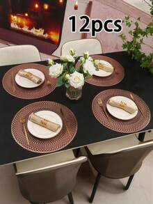 Bộ 12 tấm lót bàn ăn kích thước 15 inch (38,1 cm) với họa tiết hình học mạ bạc và vàng hồng, thích hợp trang trí bàn ăn, dùng trong các dịp lễ, làm khăn trải bàn, thảm cách nhiệt, phù hợp cho khách sạn, nhà hàng và nhà bếp gia đình. - Nhiều màu - Xem 6