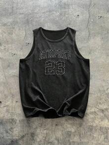 EASEVO Men's Casual Loose Fit Sleeveless Tank Top, Black With Embroidered Snowflake Design, Summer - Black - View 1