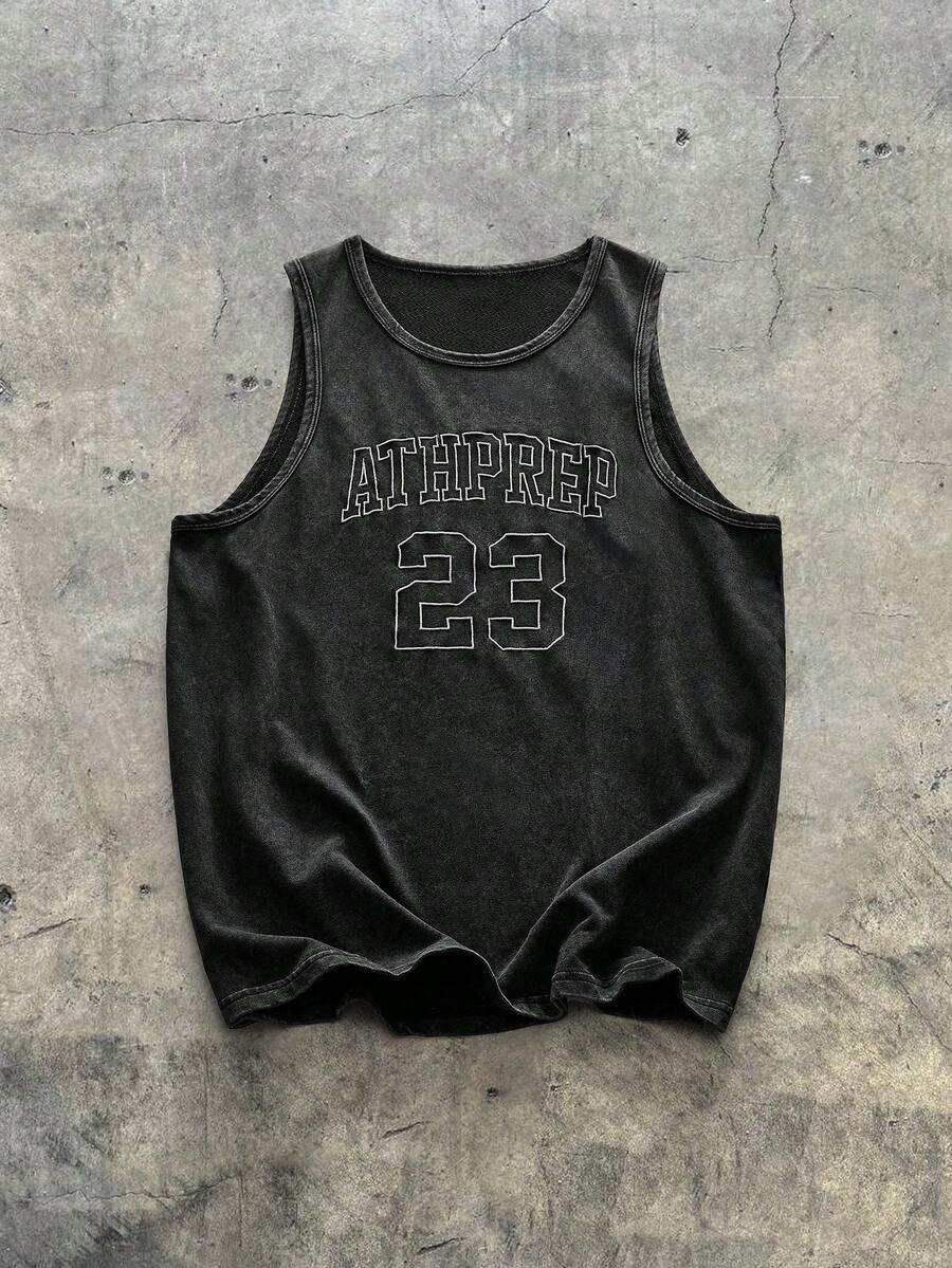 EASEVO Men's Casual Loose Fit Sleeveless Tank Top, Black With Embroidered Snowflake Design, Summer - Black - View 1