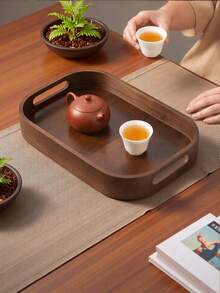 1 Piece, Bamboo Tray 1 Elegant Walnut Colored Bamboo Tray | Art Grid Design, Rectangular Wooden Tray Suitable For Tea, Fruit, Barbecue And Decoration, Perfect For Living Room, Bedroom, Office, Non Food Contact - Brown - View 11