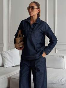 Dazy-Less Women's Casual Top And Jeans Set - Blue - View 10