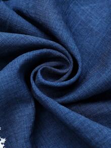 Franclia 假日休闲度假数码印花提花宽松吊带背心和直筒裤两件套 - 藏蓝色 - 查看 3