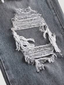 Tween Girls' Casual Washed Distressed Loose Fit Denim Jeans - Grey - View 5