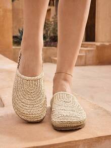 Styleloop Zapatos planos sin cordones para mujer, estilo bohemio, retro americano, bohemio, occidental, festival de música, atuendo de fiesta - Albaricoque - Ver 3