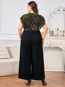 Ellevyn Bộ áo liền quần cỡ lớn dành cho nữ, thanh lịch, quyến rũ, bóng bẩy, phối nhiều mảnh, có túi, dài, tay bồng, thích hợp cho mùa hè. - Nhiều màu - Xem 4