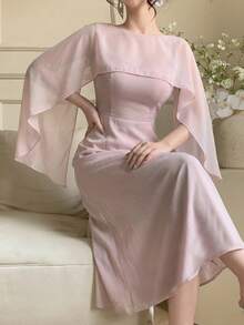 DAZY 优雅法式纯色连衣裙夏日吊带裙 - 淡紫色 - 查看 1