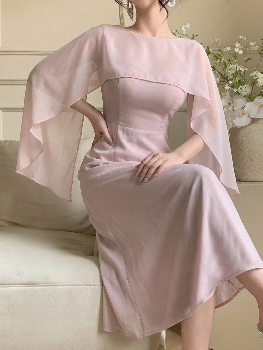 DAZY 优雅法式纯色连衣裙夏日吊带裙 - 淡紫色 - 查看 1