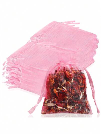 50 chiếc túi quà tặng bằng vải organza, túi đựng trang sức, túi lưới nhỏ có dây rút, túi quà tặng tiệc cưới, túi đựng vòng tay, trong suốt, túi quà nhỏ đựng đồ dùng học tập, hộp đựng thực phẩm, thích hợp đựng kẹo, sô cô la, bánh quy, v.v.