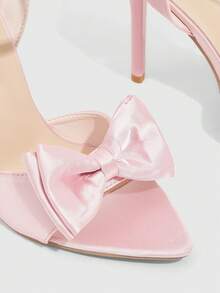 CUCCOO SZL Sandal Wanita Modis Berwarna Putih Transparan PVC Bening dengan Hak Kristal, Sandal Hak Sedang Ujung Persegi untuk Perjalanan, Kencan, Pesta, Liburan, Pernikahan, Sepatu Musim Semi - Merah muda 19 - View 4