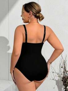 Slaydiva Traje de baño de una pieza talla grande con decoración floral 3D - Blanco - Ver 2