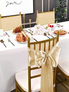 8, 12, 16 Lazos de silla de satén color oro rosa para bodas, fiestas, baby shower, cumpleaños y decoración. Accesorio imprescindible - Champán - Ver 7