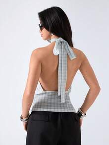 LYSMO 女士 Y2K 格子时尚露背吊带背心 - 彩色 - 查看 2