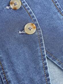 Firerie Kids Firerie Kids Conjunto de chaleco vaquero y pantalones de niña preadolescente de estilo casual de verano - Lavado ligero - Ver 4