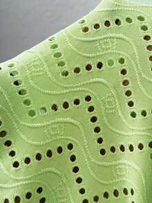 Áo thun nữ tay ngắn cổ tròn màu xanh lá cây, hàng mới về - màu xanh lá - Xem 3