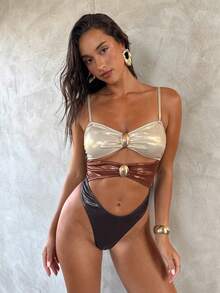 Aloruh 女士新款闪亮金属连体泳衣，魅力派对装扮，镂空设计搭配金属扣饰，适合海滩、度假村和夏季穿着。女士夏季服装，夏季度假装，女士泳衣，女士泳装，女士泳衣，女士泳装，女士泳装，女士连体泳衣，优雅女士沙滩泳衣，女士沙滩装，女士沙滩装，优雅女士沙滩泳衣，女士沙滩泳衣，女士度假装，女士夏季度假装，女士沙滩度假装，女士连体泳衣，女士可爱泳衣，新款女士泳装 - 彩色 - 查看 4