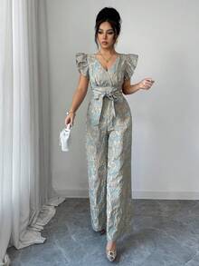 Elenzga Ladies Weave Elegant Summer Jumpsuits For Vacation - Blue - View 5