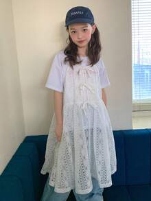Dazy Kids Tween Girls' Summer Casual Solid Color Hollow Out Knit Camisole - White - View 1