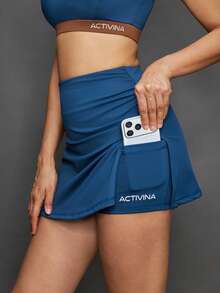 Activina Váy quần thể thao nữ dáng suông, xếp ly eo, xẻ tà bên hông. - Màu xanh lam - Xem 2
