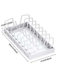 1pc Heavy-Duty Pull-Out Pot Lid Organizer Rack - Under-Cabinet Storage, 7 Adjustable Steel Frames, Space-Saving Pull-Out Rack Compatible With Pots, Pans, And Lids - Suitable For Kitchen, Dining Room, Or Home Use - Easy-To-Install Under-Cabinet Organizer Rack, Kitchen Organization, Compact Design, Sturdy Construction, Ideal For Restaurant Owners. - Multicolor - View 2