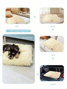 Image showcasing 1PC Washable Plush Pet Crate Bed For Dog Anti-Slip Pet Mat Bed For Cat ...