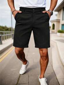 Manfinity Homme Hombres Shorts bermuda con bolsillo oblicuo - Negro - View 4