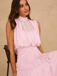 Enchnt Spring/Summer Romantic Women's Pink Sleeveless Chiffon Maxi Dress,Sweet&Elegant For Vacation&Date&Holiday&Going Out,Spring Outfit Women - Baby Pink - View 5