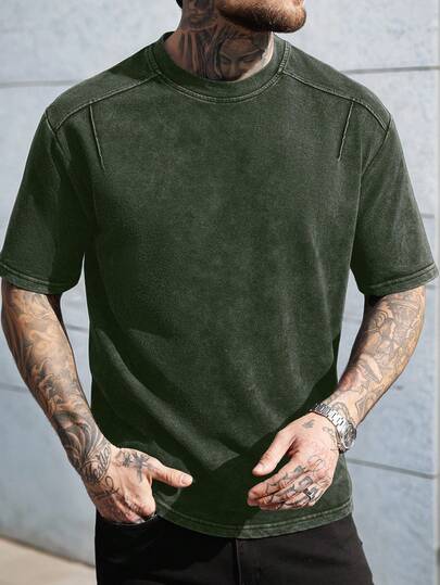 Manfinity CasualCool Áo thun nam tay ngắn cổ tròn, kiểu dáng thường ngày, thích hợp cho mùa hè.