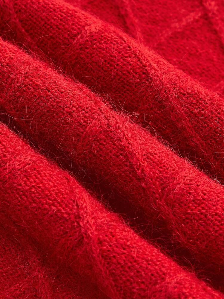 Women's Solid Color Round Neck Long Sleeve Casual Knitted Cardigan Spring Summer Valentines Day New Year Outfits Red Cardigan Office Outfits Going Out Outfits