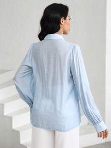 Modelyn Blusa holgada con cuentas de burbuja de color azul claro, primavera/verano - Celeste - Ver 2