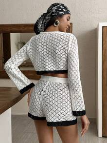 SHEIN Women 2 Pieces Set Cover Up Co Ord Black And White - Black and White - View 2