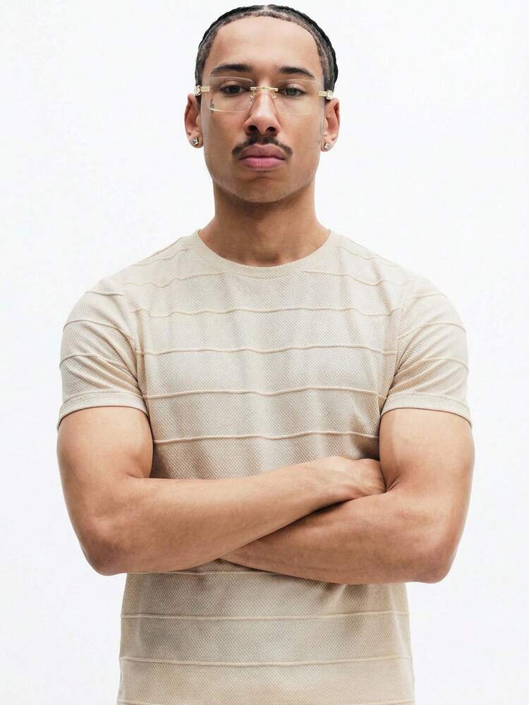 Horizontal Striped Crew Neck Short Sleeve Tee