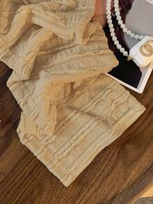 SHEIN Clasi Quần dài nữ dáng suông, ôm sát, kiểu Pháp cổ điển mùa hè 2025, có bèo nhún, thích hợp mặc thường ngày. - Màu Khaki - Xem 3