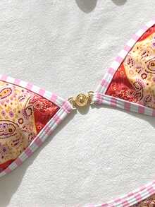 Swim Mod Women's Paisley Print Swimwear Set For Beach Vacation - Multicolor - View 4