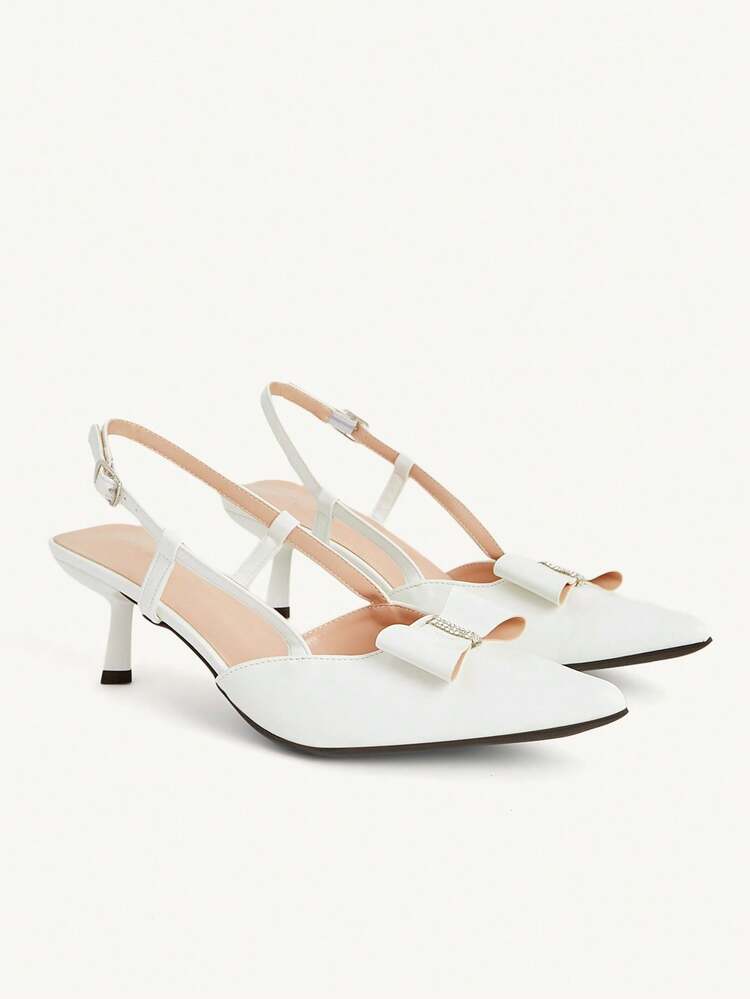 CUCCOO CHICEST Bow Decor Pointed Toe Fashionable Elegant Commuting High Heels Wedding Shoes Summer Shoes Bride Shoes