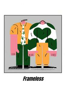 Joivida 1幅INS风格插画墙面艺术壁龛人物画装饰壁画，适用于奶茶店/面包店/甜品店 - 彩色 - 查看 13