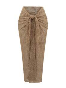 Swim Oasis Traje de baño de una pieza con malla de plantas y falda a juego como cobertura para vacaciones de mujer - Caqui - Ver 6