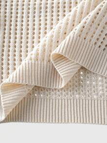 ROMWE MEN Chaleco de punto calado con bordado de cerezas para hombre - Beis - Ver 6