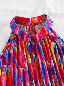 Emery Rose Kids 女童无袖吊带褶皱连衣裙，休闲度假海滩旅行派对时尚 - 彩色 - 查看 5