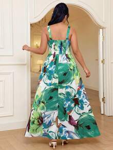 Celure 大码女式简约日常随机印花连衣裙长款女装 - 彩色 - 查看 2