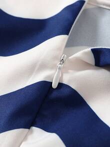 Franclia 女士优雅蓝色连衣裙，春夏装 - 藍色 - 查看 5