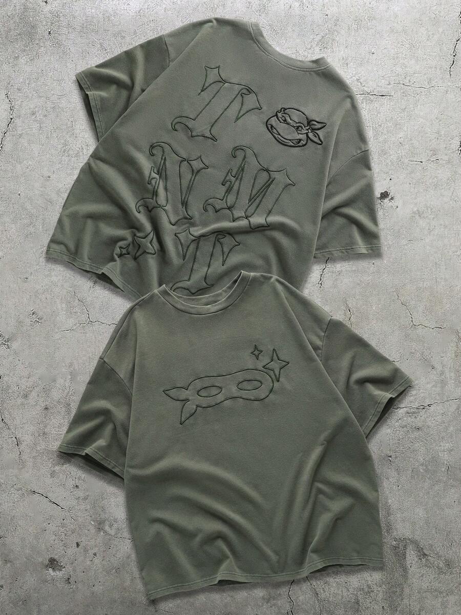 TEENAGE MUTANT NINJA TURTLES | SHEIN 男士圆领短袖T恤，忍者神龟 - 綠色 - 查看 1