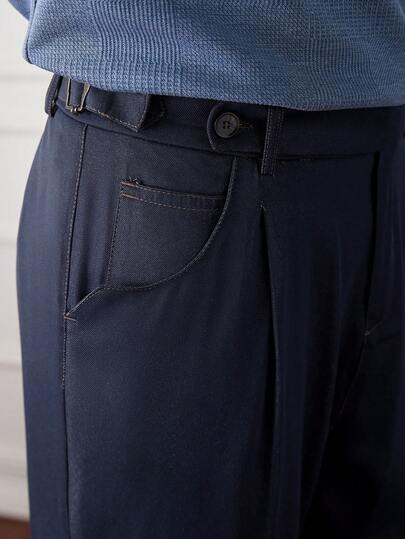 Core Aspect Pantalon de costume pour hommes bleu marine, effet denim, style décontracté et mature