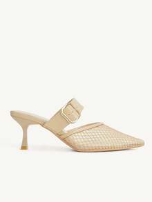 CUCCOO CHICEST Pointed Toe Breathable Mesh Faux Pearl Hollow-Out Fashionable Elegant Sexy Fairy Formal Party Apricot High Heels Wedding Shoes Summer Shoes Bride Shoes - Apricot - View 3