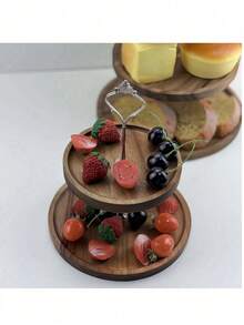 1-Piece Set Of Three-Layer Wooden Tray Cake Rack, Can Be Used As A Dining Plate, Bread Plate, Coffee Plate, Tea Plate, Made Of Solid Wood Material, Suitable For Halloween And Christmas Gift Gatherings - Multicolor - View 5