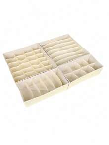 1/4 chiếc hộp chia ngăn kéo bằng vải có thể gập lại, hộp đựng đồ dùng trong tủ quần áo, hộp đựng đồ lót, áo ngực, cà vạt, tất, quần áo, phụ kiện, giúp sắp xếp nhà cửa, tiết kiệm không gian và dọn dẹp gọn gàng. - Màu be - Xem 13