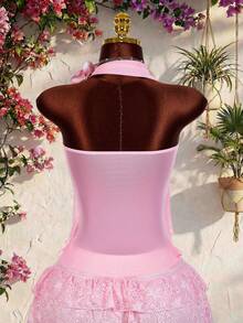 Amplova 2026新款女士露背3D立体花卉度假风吊带衫 - 粉色 - 查看 10