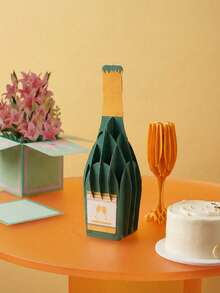 Joivida 1 Pc Greeting Cards 2 Styles Wine/Flower Theme 3D Pop-Up Cards Stylish Creative Confession Cards For Couples Romantic Ritual Greeting Cards - Multicolor - View 3