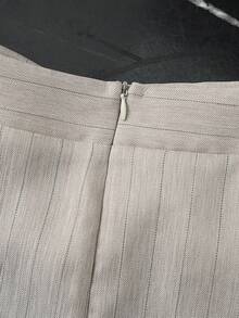 Franclia 优雅通勤休闲百搭条纹褶裥系带A字迷你裙，卡其色条纹，女士，春夏款 - 卡其色 - 查看 4